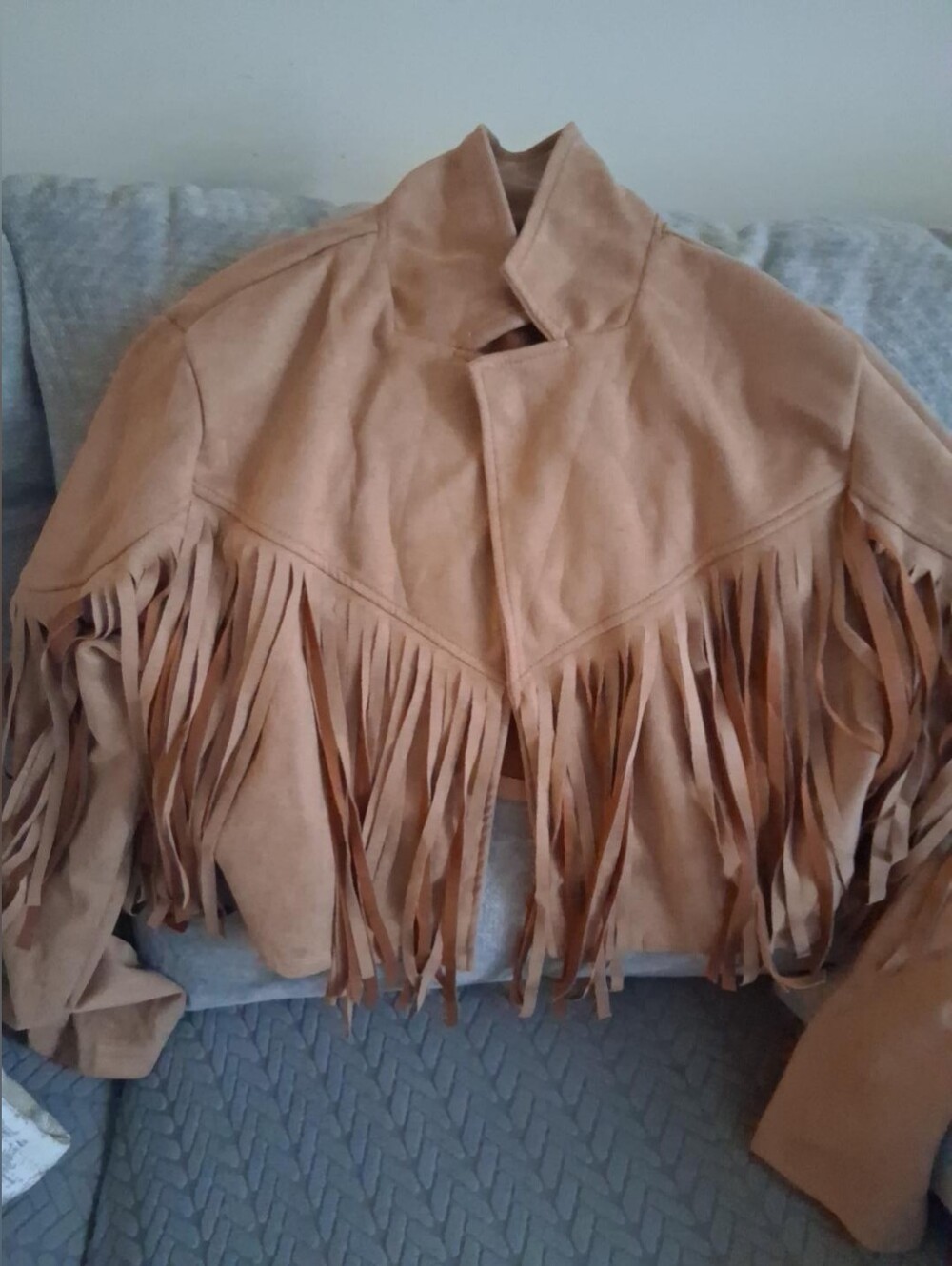Maje Tan Suede Fringe Jacket - Picture 2 of 3